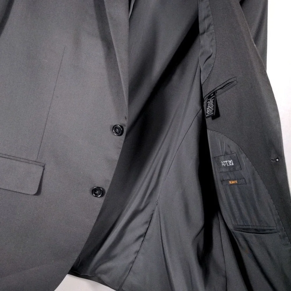 Apt 9 Mens Slim Fit‎ Blazer Jacket Solid Black Two Button Notch Lapel 42S Approx